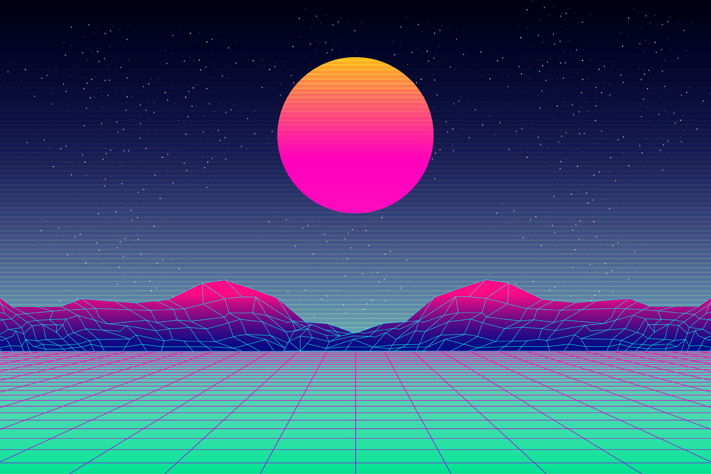 Retro Cyberpunk 80S style futuristic sci-fi background