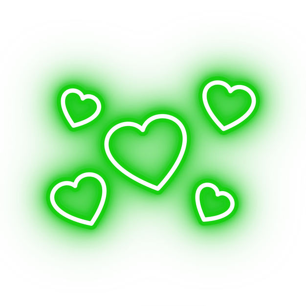 Neon green hearts icon